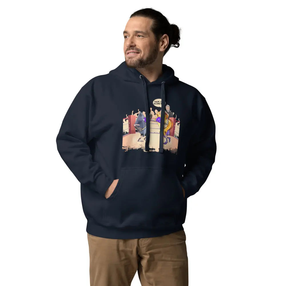 bitcoin hoodie - there is no second best - worn on model - navy blue