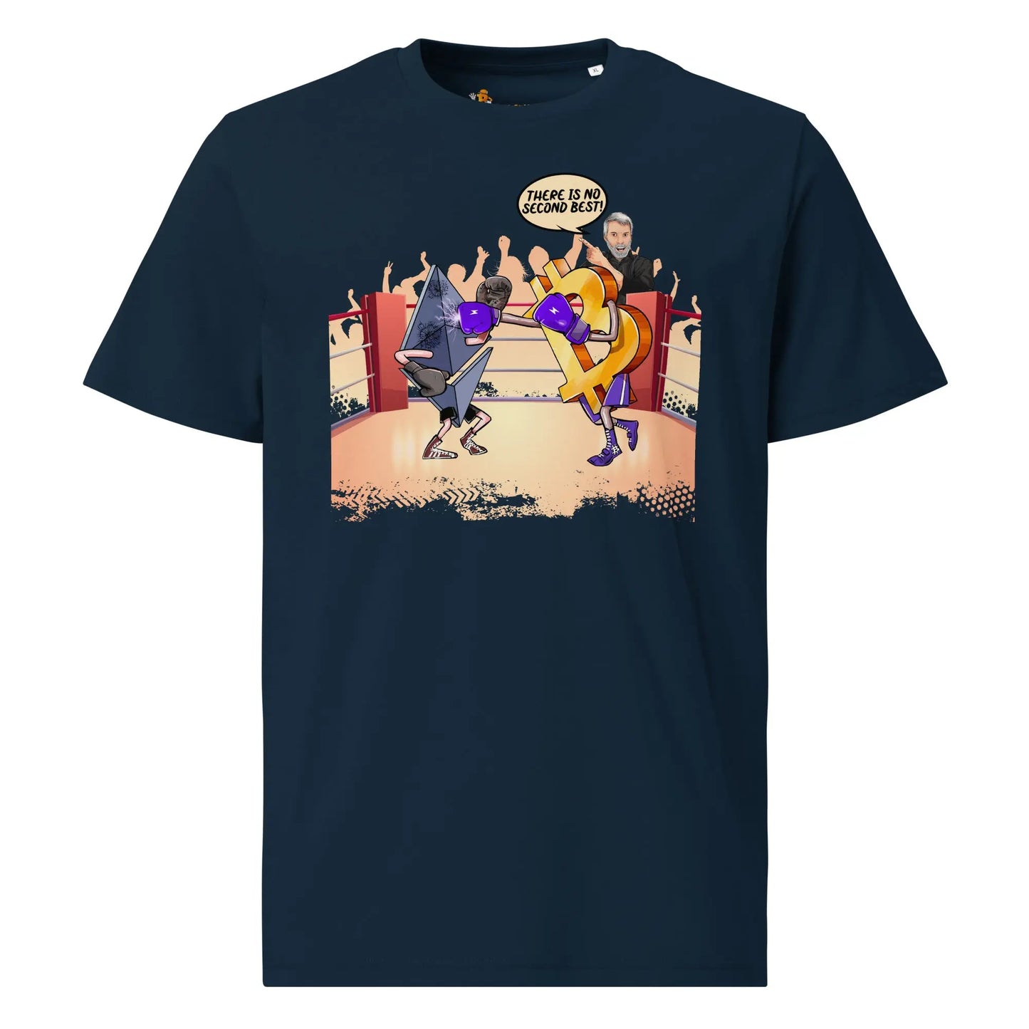 Bitcoin T-Shirt – There Is No Second Best - front view — navy blue