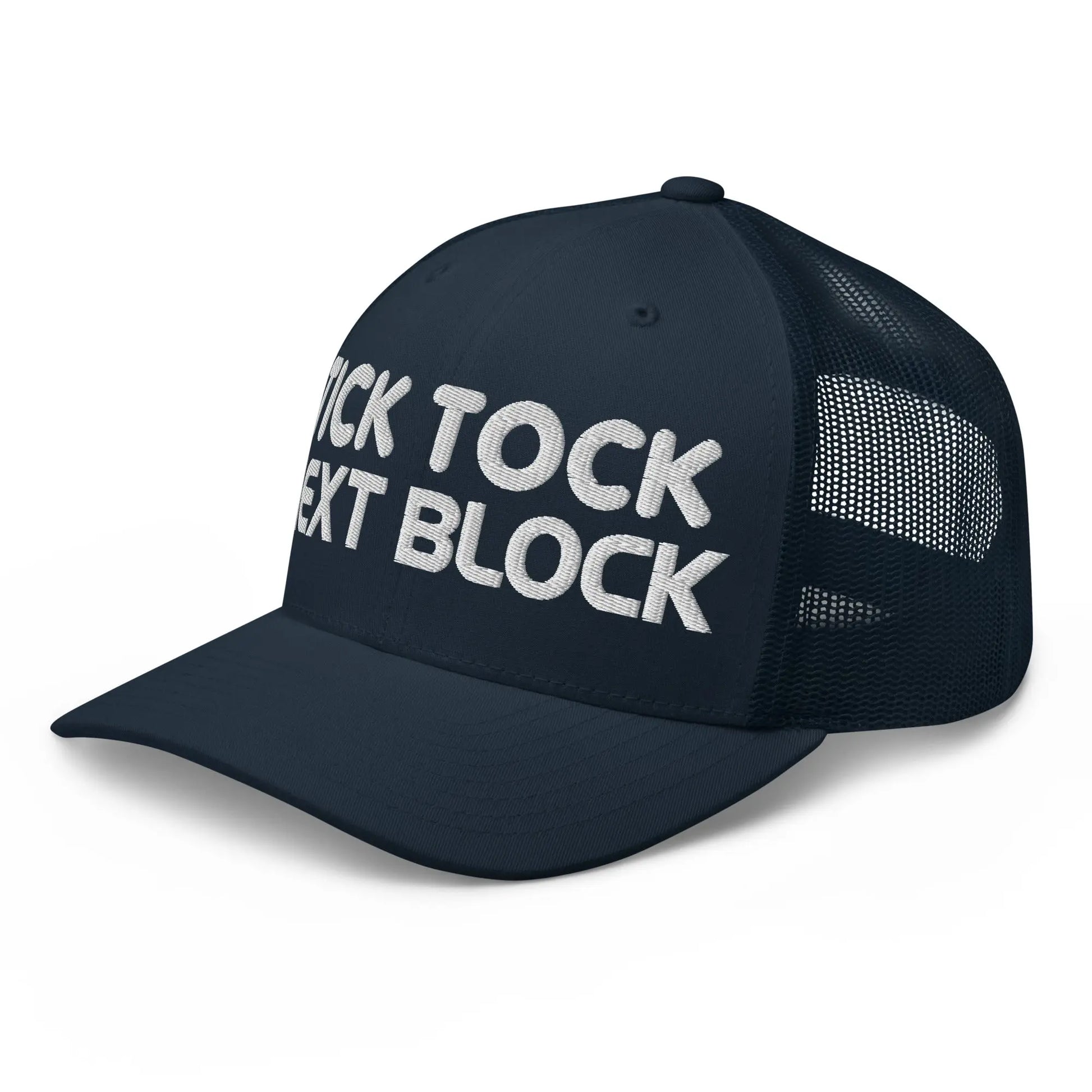 tick tock bitcoin cap side profile navy