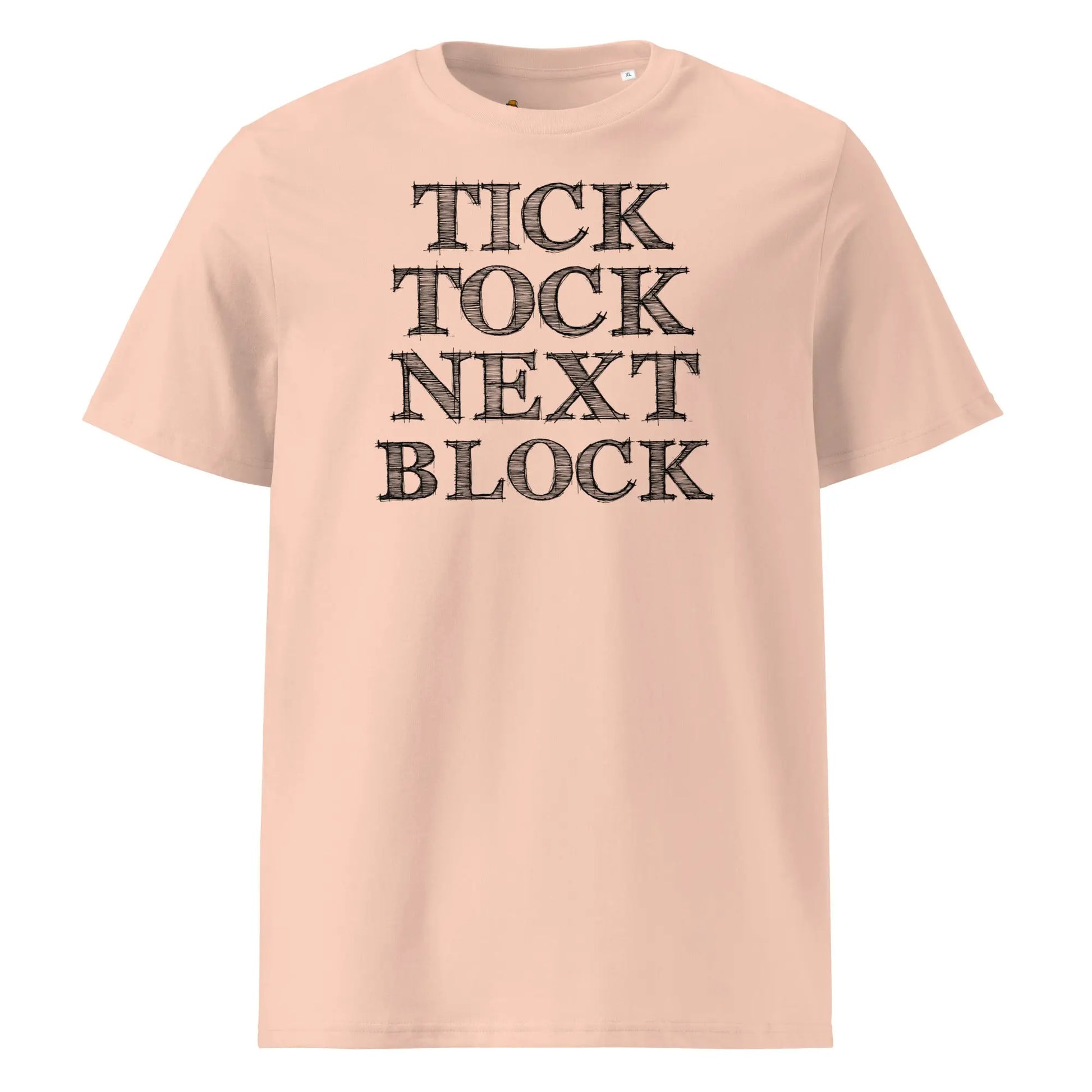 Bitcoin T-Shirt – Tick Tock Next Block - front view - pink