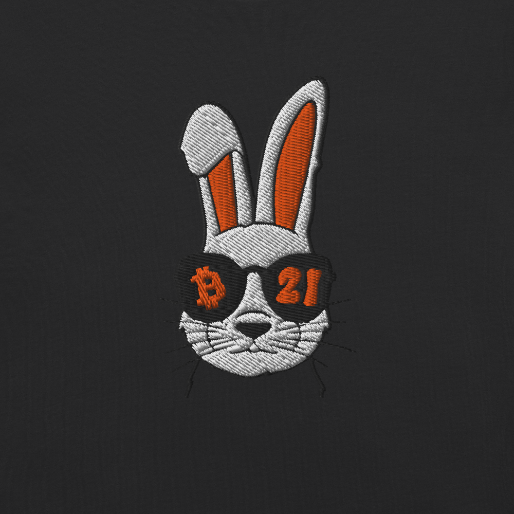 Bitcoin T-Shirt – Rabbit 21 — design close-up — black
