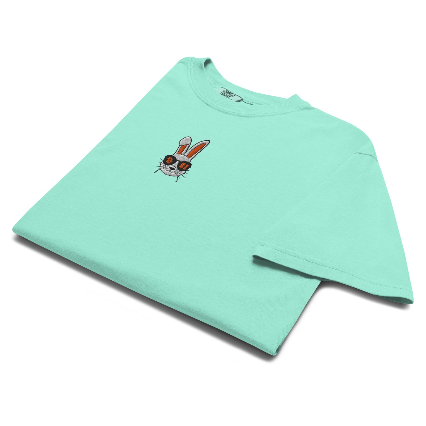 Bitcoin T-Shirt – Rabbit 21 — folded — chalky mint color