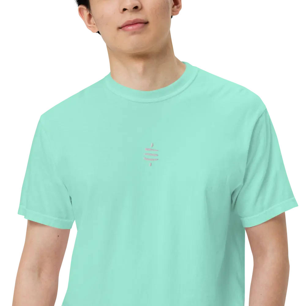 SATS Symbol White Embroidered - Center Chest - Bitcoin T-shirt Store of Value