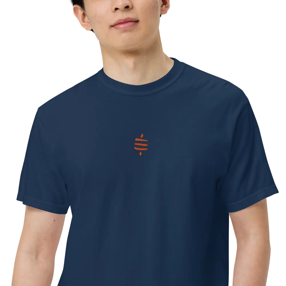 SATS Symbol Orange Embroidered - Center Chest - Bitcoin T-shirt Store of Value