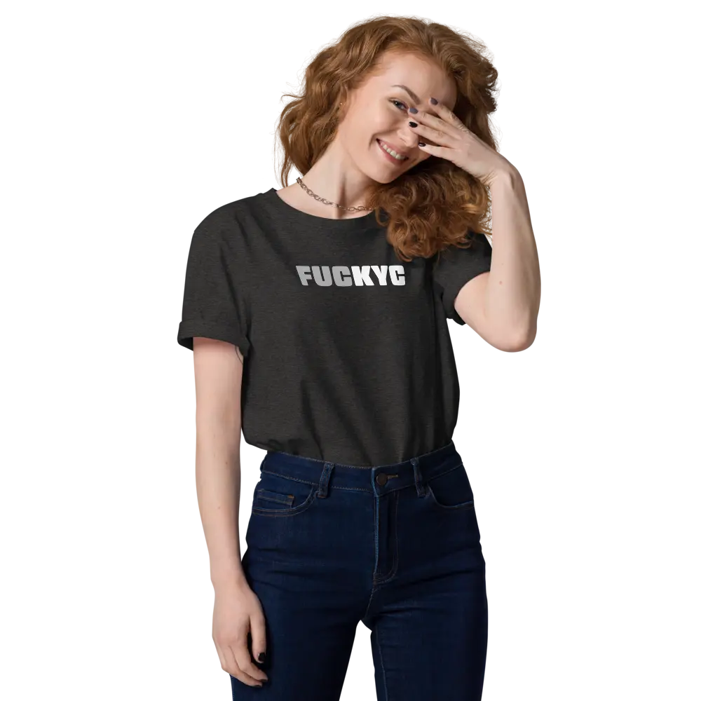 FUCKYC T-shirt - By BitPopArt - Grey White - Premium Organic Cotton Store of Value