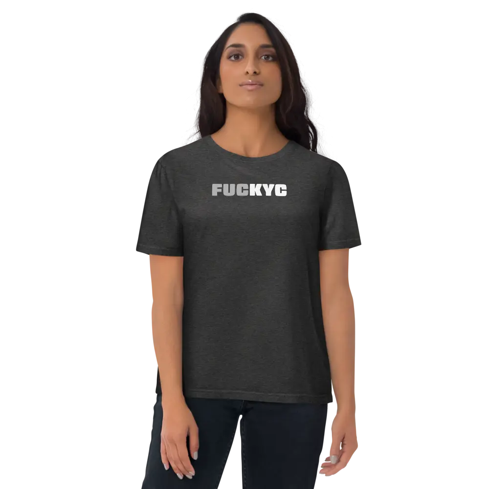 FUCKYC T-shirt - By BitPopArt - Grey White - Premium Organic Cotton Store of Value