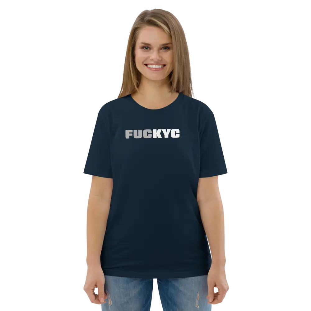 FUCKYC T-shirt - By BitPopArt - Grey White - Premium Organic Cotton Store of Value