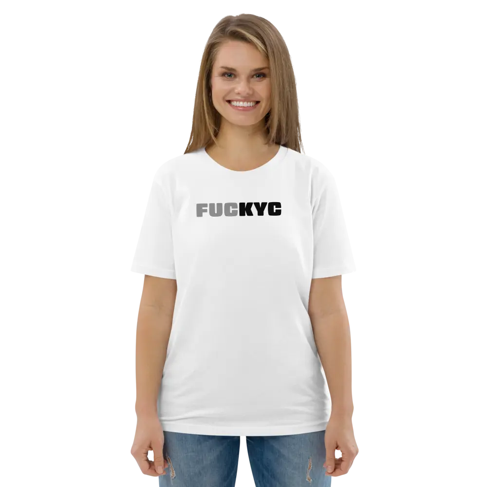 FUCKYC T-shirt - By BitPopArt - Grey Black - Premium Organic Cotton Store of Value