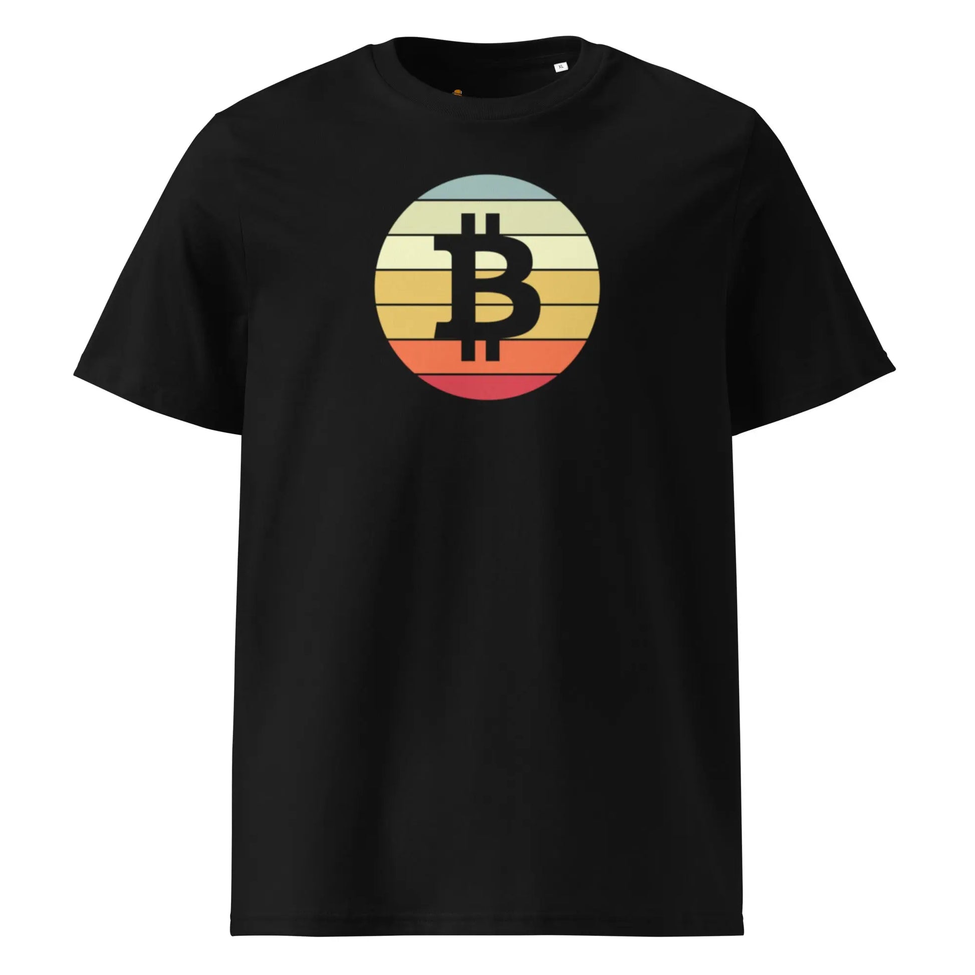 Bitcoin T-Shirt – Vintage Bitcoin Sunset - front view — black