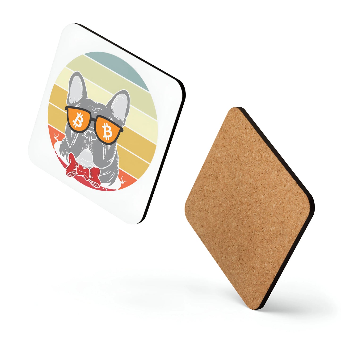 Vintage Dog Lovers Bitcoin coaster floating layout front view