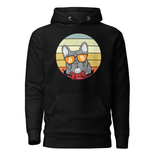 bitcoin hoodie - vintage dog lovers - front view - black