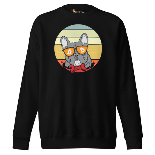 bitcoin sweatshirt - vintage dog lovers - front view - black