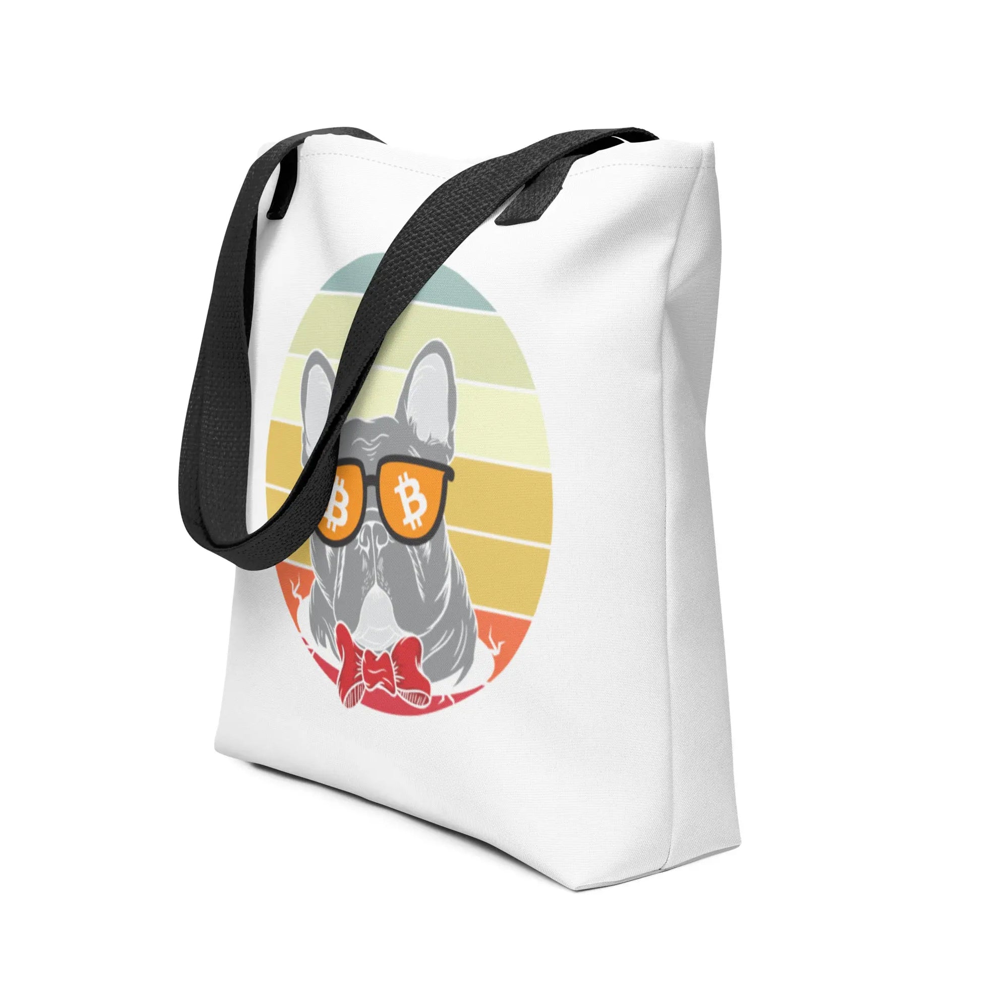 bitcoin tote bag - vintage dog lovers - front view