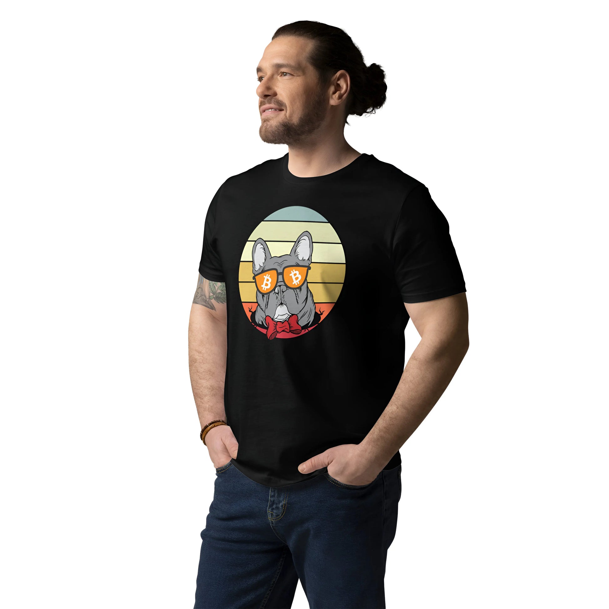 bitcoin t-shirt - vintage dog lovers - worn on male model - black