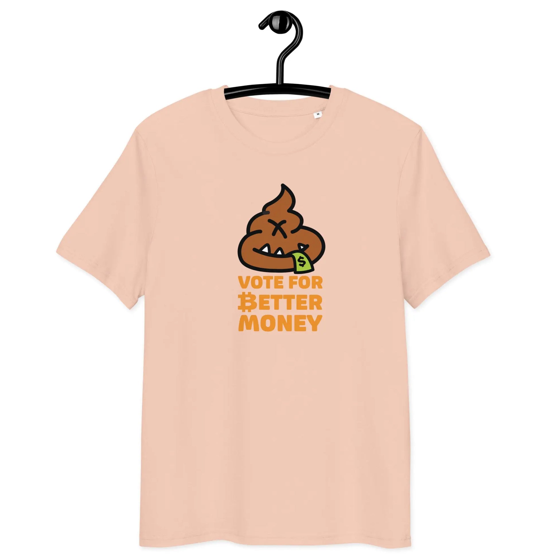 Bitcoin T-Shirt – Vote For Better Money (USD Edition) - on hanger - pink