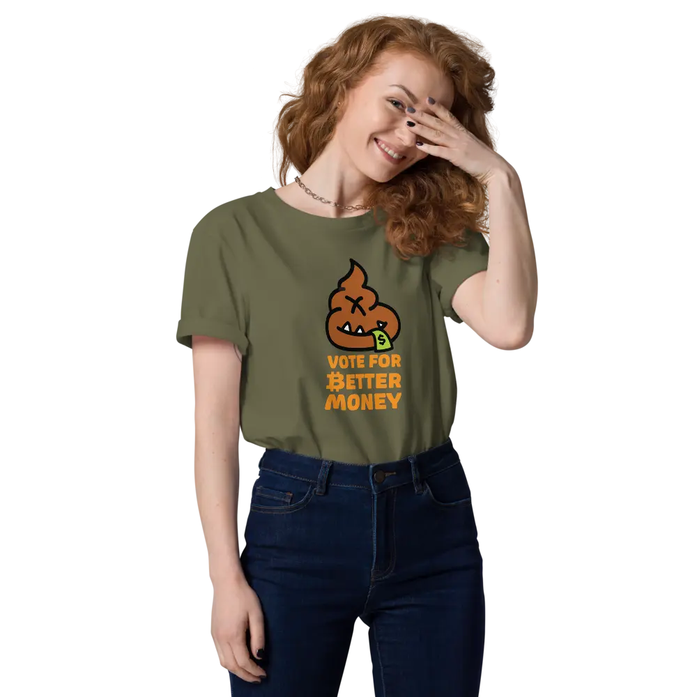 Bitcoin T-Shirt – Vote For Better Money (USD Edition) - worn on model
