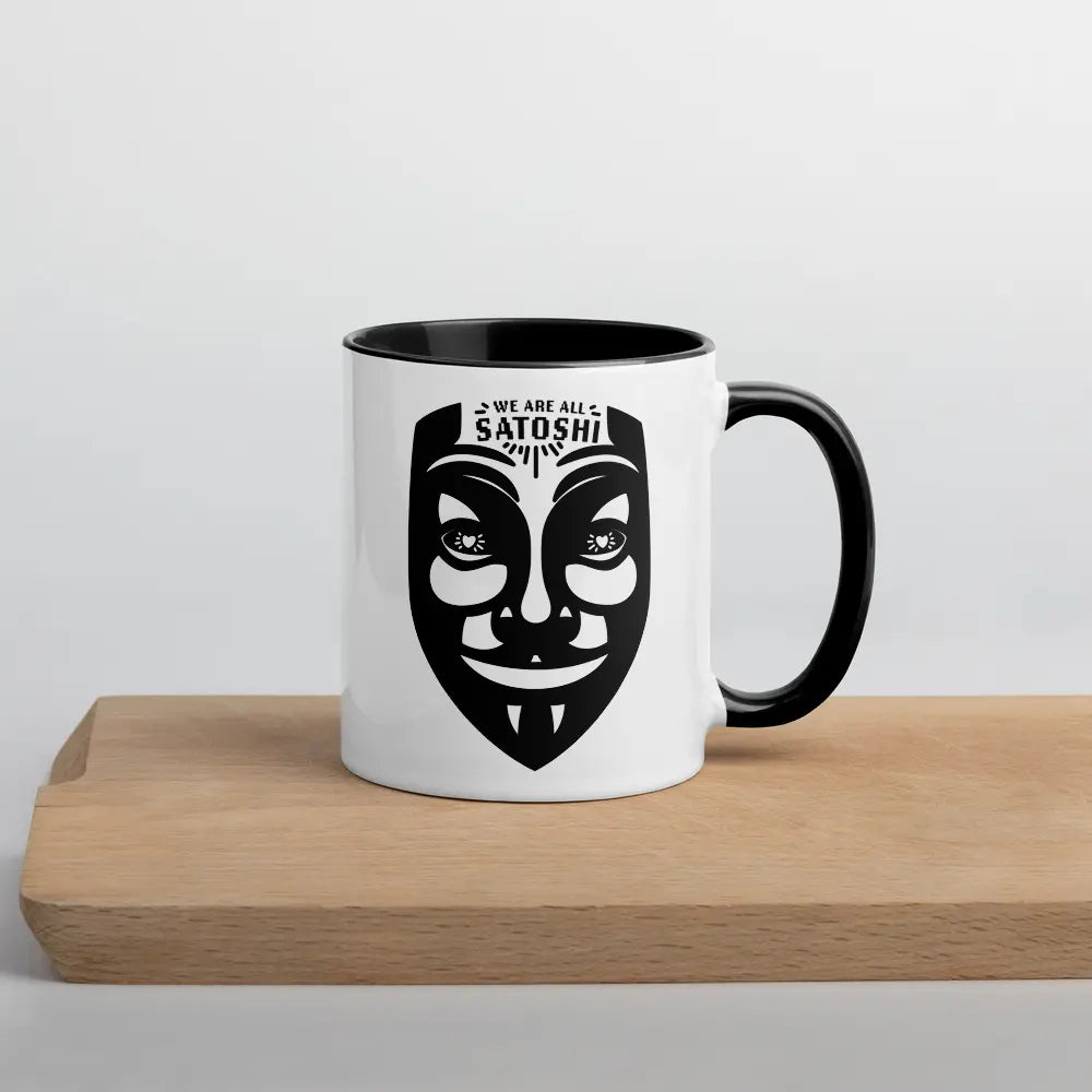 Fawkes - We Are All Satoshi - Bitcoin Mug - By BitPopArt - Black Store of Value