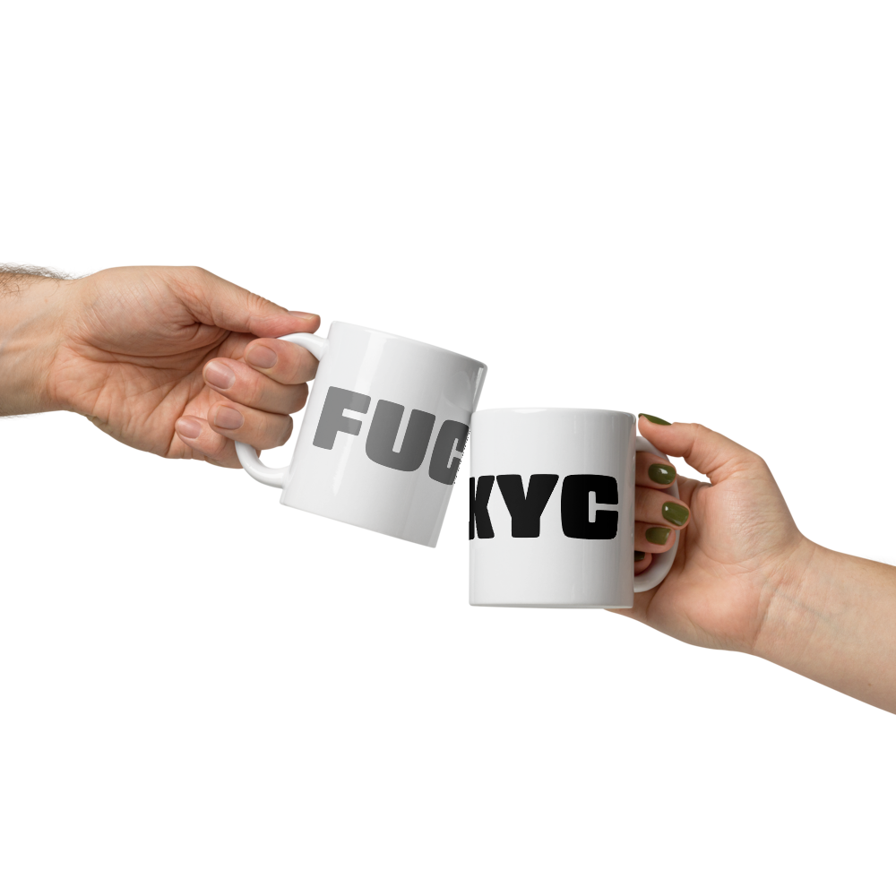 FUCKYC - Bitcoin Mug - Black - By BitPopArt Store of Value