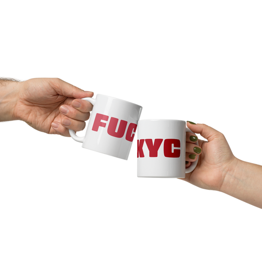 FUCKYC - Bitcoin Mug - Red - By BitPopArt Store of Value