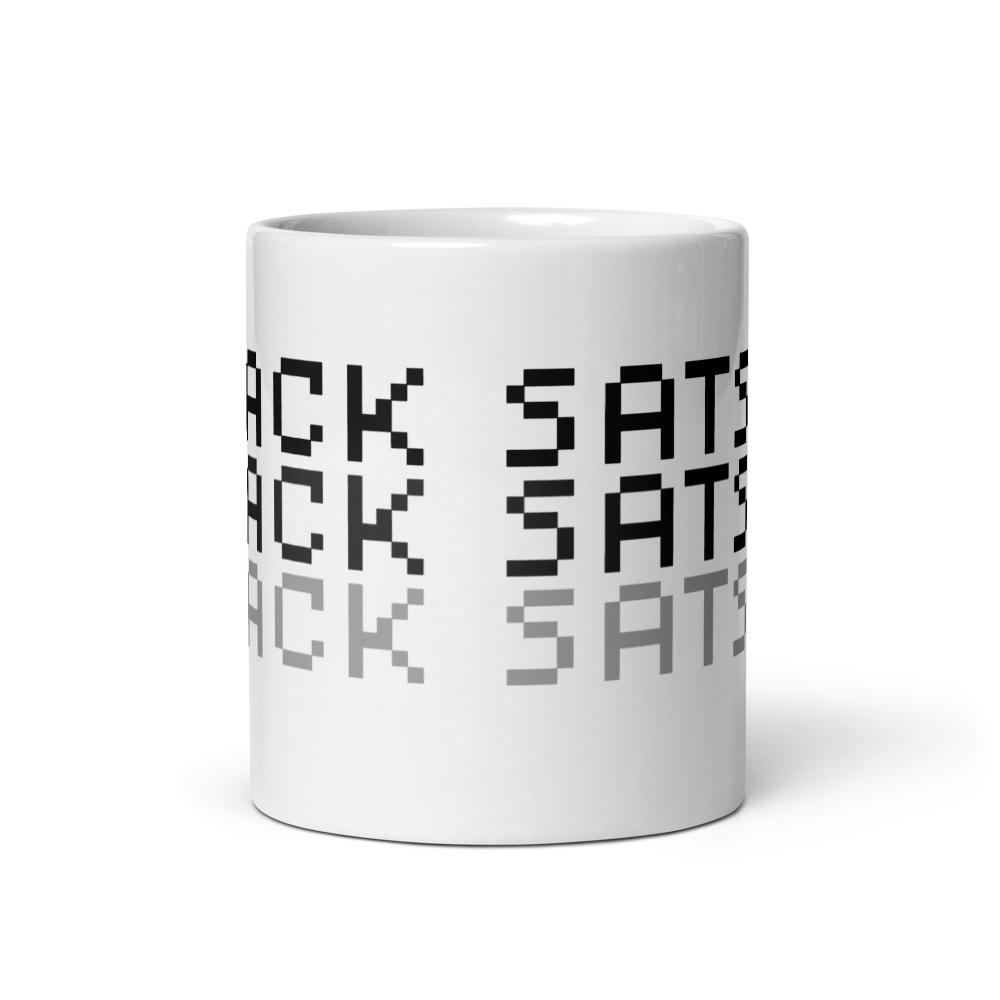 Stack SATS - Bitcoin Mug - Black - By BitPopArt Store of Value