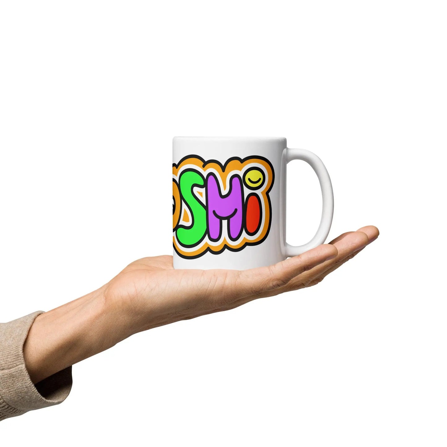 bitcoin mug - colorful satoshi - hold on hand - 325ml