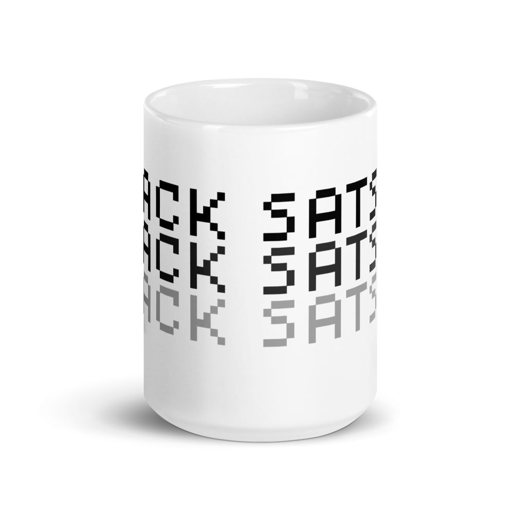 Stack SATS - Bitcoin Mug - Black - By BitPopArt Store of Value