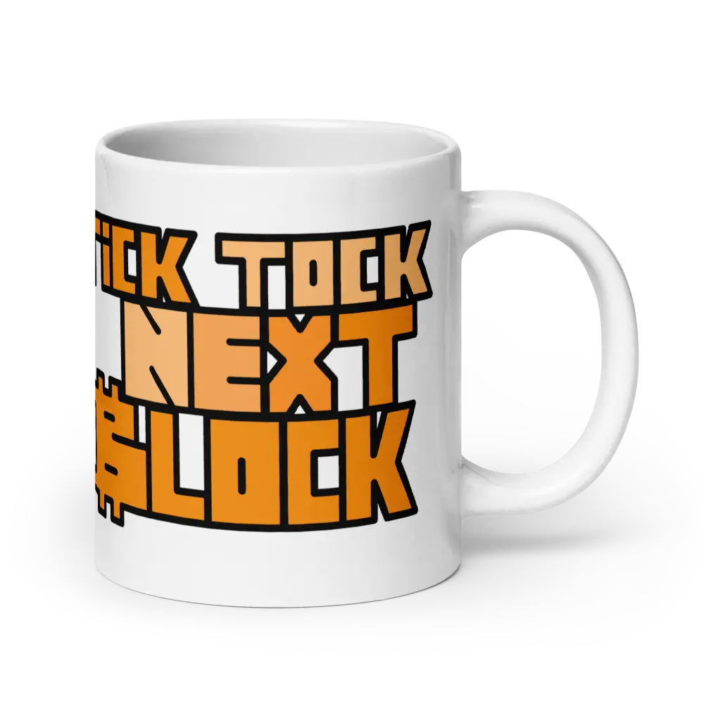 Tick Tock Next Block - Bitcoin Mug - By BitPopArt Store of Value