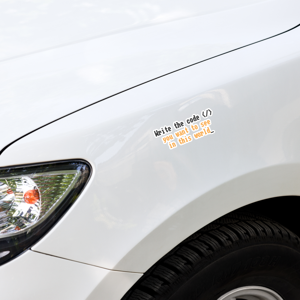 bitcoin sticker - write code - car view