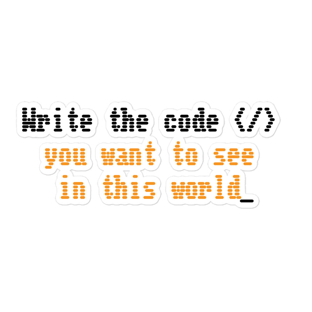 bitcoin sticker - write code - front view - large