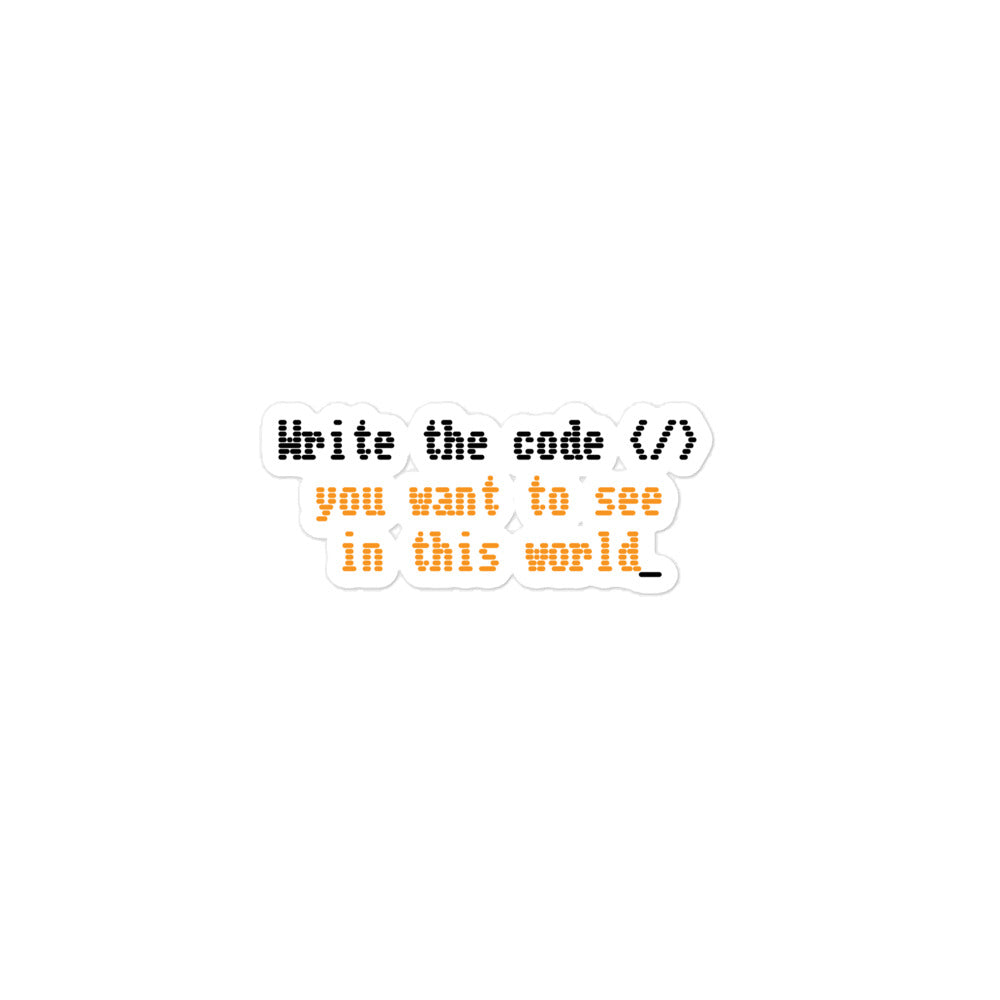 bitcoin sticker - write code - front view small