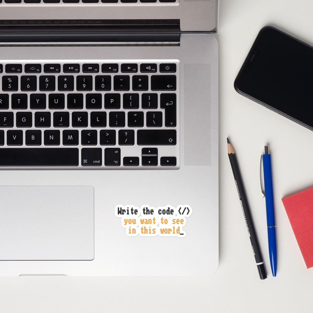bitcoin sticker - write code - laptop detail view