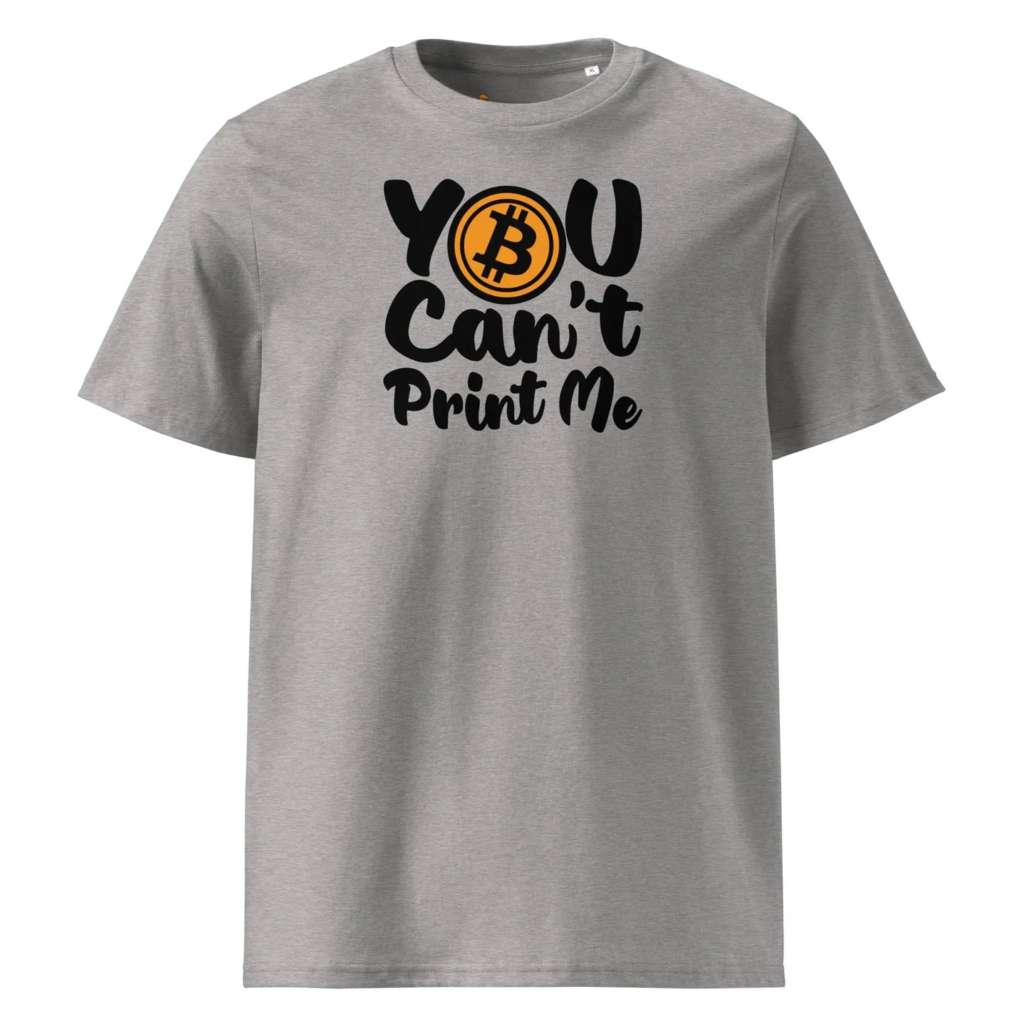 Bitcoin T-Shirt – You Can’t Print Me - front view — grey