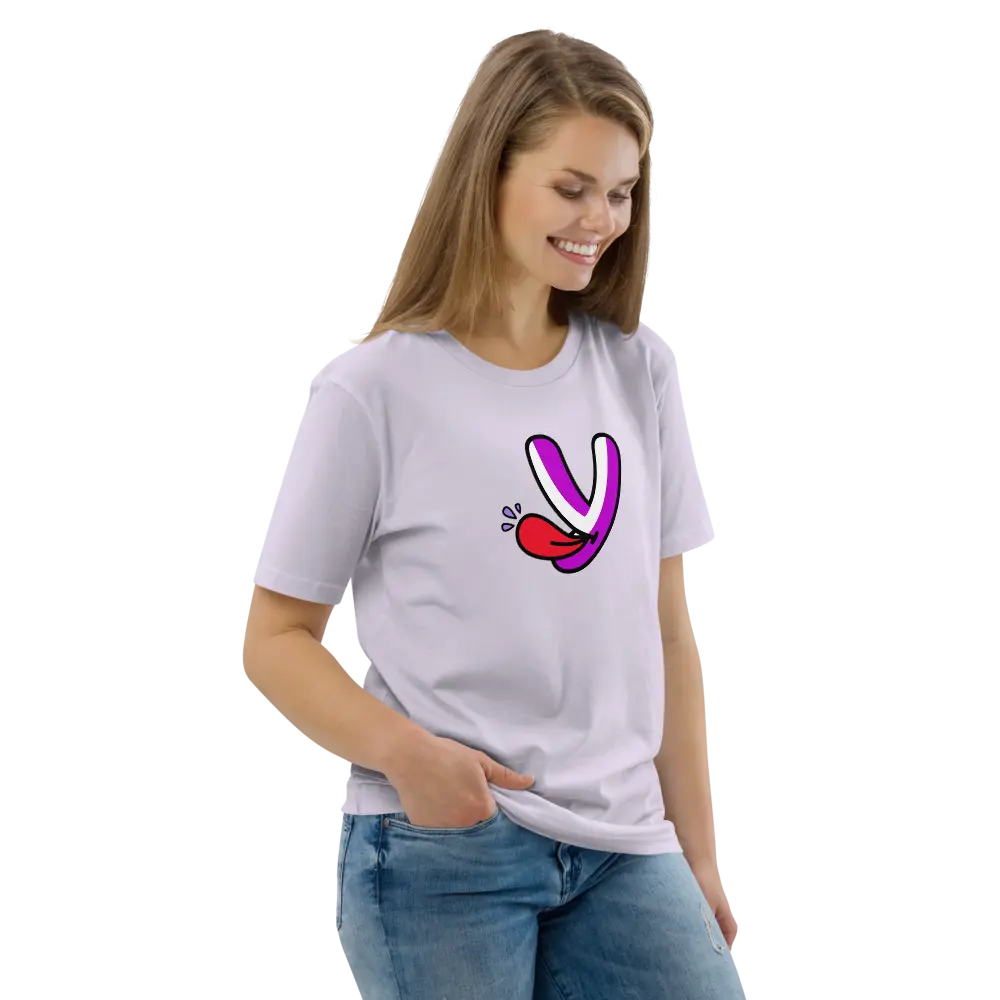 YumYume T-Shirt by BitPopArt | Store of Value — worn on model - lavender
